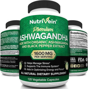 NUTRIVEIN - Nutrivein Organic Ashwagandha 1600Mg. 120 Capsulas - The Red Vitamin MX - Suplementos Alimenticios - {{ shop.shopifyCountryName }}