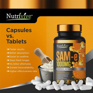 NUTRIVIVE - Nutrivive SAM-e 1000Mg. 60 Capsulas - The Red Vitamin MX - Suplementos Alimenticios - {{ shop.shopifyCountryName }}