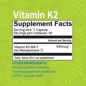 NUTRIZING - NutriZing K2 Vitamin Supplement MK-7 600mcg 90 Capsulas - The Red Vitamin MX - Suplementos Alimenticios - {{ shop.shopifyCountryName }}