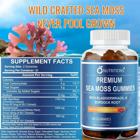 O NUTRITIONS - O Nutritions Premium Sea Moss 60 Gomitas - The Red Vitamin MX - Suplementos Alimenticios - {{ shop.shopifyCountryName }}