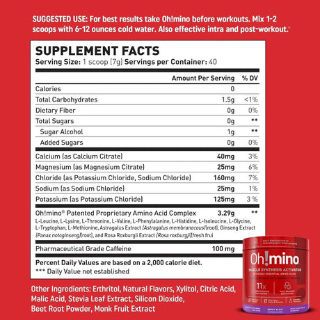 OH!MINO - Oh!mino Amino Acid Energy Blend Caffeinated Berry Blast 280Gr. - The Red Vitamin MX - Suplementos Alimenticios - {{ shop.shopifyCountryName }}