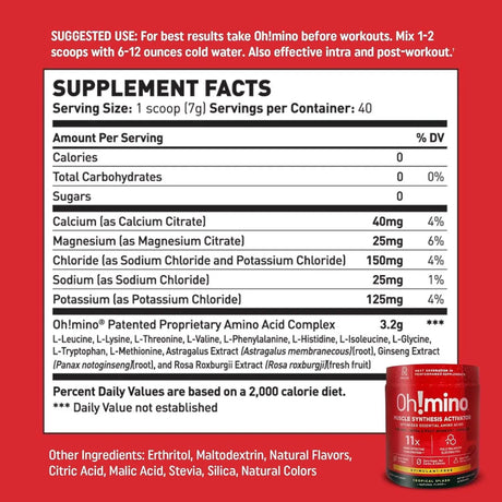 OH!MINO - Oh!mino Amino Acid Energy Blend Sugar-and-Stimulant-Free Tropical Splash 280Gr. - The Red Vitamin MX - Suplementos Alimenticios - {{ shop.shopifyCountryName }}
