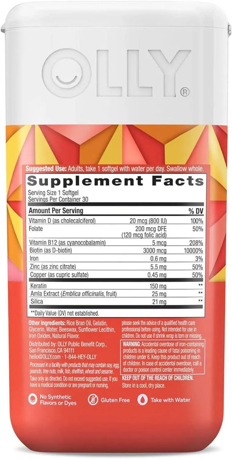OLLY - OLLY Ultra Strength Hair 30 Capsulas Blandas - The Red Vitamin MX - Suplementos Alimenticios - {{ shop.shopifyCountryName }}