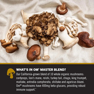 OM MUSHROOM SUPERFOOD - Om Mushroom Superfood Master Blend Mushrooms & Adaptogens 80 Capsulas - The Red Vitamin MX - Suplementos Alimenticios - {{ shop.shopifyCountryName }}