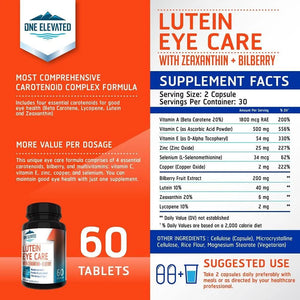 ONE ELEVATED - One Elevated Eye Care Lutein, Zeaxanthin, Bilberry 60 Capsulas - The Red Vitamin MX - Suplementos Alimenticios - {{ shop.shopifyCountryName }}