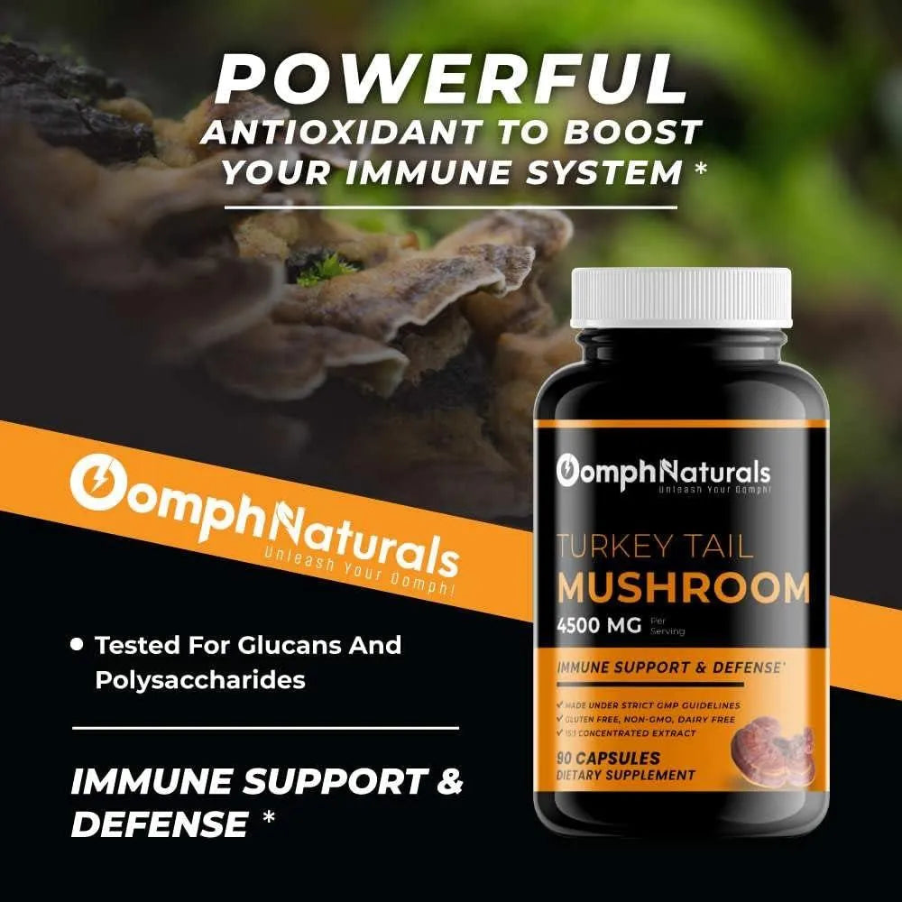 OOMPH NATURALS - Oomph Naturals Turkey Tail Mushroom 4500Mg. 90 Capsulas - The Red Vitamin MX - Suplementos Alimenticios - {{ shop.shopifyCountryName }}