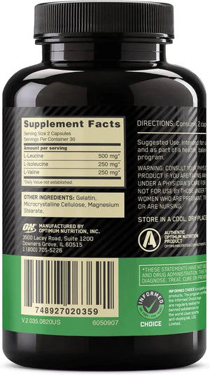 OPTIMUM NUTRITION - Optimum Nutrition Instantized BCAA 1000Mg. 60 Capsulas - The Red Vitamin MX - Suplementos Alimenticios - {{ shop.shopifyCountryName }}