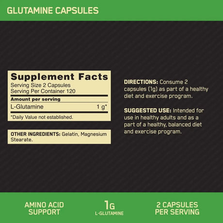 OPTIMUM NUTRITION - Optimum Nutrition L-Glutamine Muscle Recovery 1000Mg. 240 Capsulas - The Red Vitamin MX - Suplementos Alimenticios - {{ shop.shopifyCountryName }}