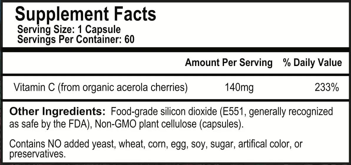 OPTIVIDA - OPTIVIDA Vitamin C Plant-Based Complex: Natural Organic Acerola Cherry Extract 60 Capsulas - The Red Vitamin MX - Suplementos Alimenticios - {{ shop.shopifyCountryName }}