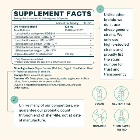 ORA ORGANIC - Ora Organic Probiotics with Prebiotics 16 Billion CFU 60 Capsulas - The Red Vitamin MX - Suplementos Alimenticios - {{ shop.shopifyCountryName }}