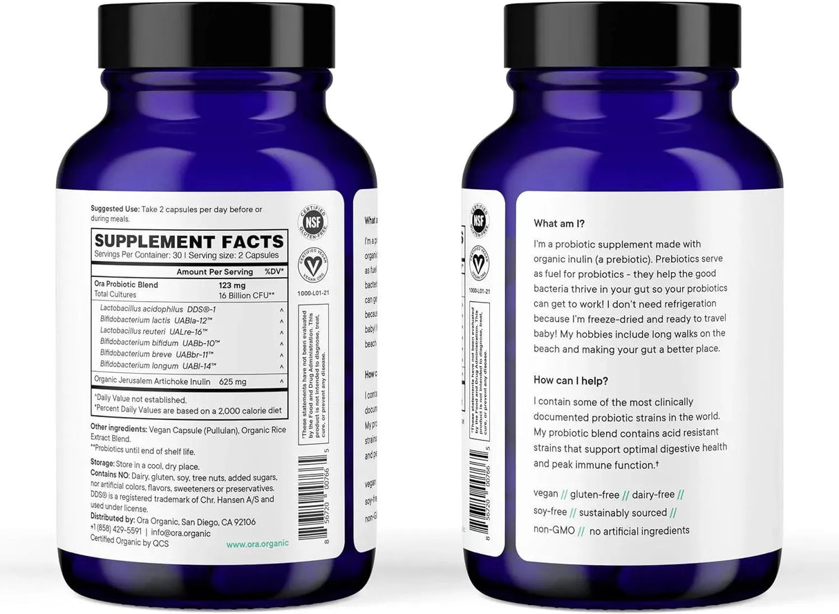 ORA ORGANIC - Ora Organic Probiotics with Prebiotics 16 Billion CFU 60 Capsulas - The Red Vitamin MX - Suplementos Alimenticios - {{ shop.shopifyCountryName }}