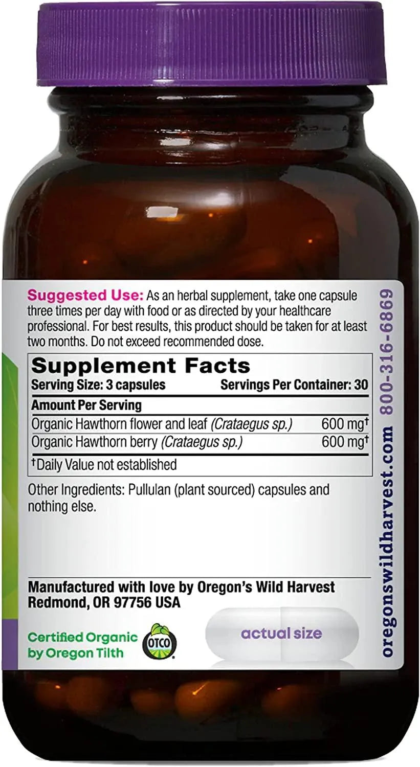 OREGON'S WILD HARVEST - Oregon's Wild Harvest Certified Organic Hawthorn 90 Capsulas - The Red Vitamin MX - Suplementos Alimenticios - {{ shop.shopifyCountryName }}