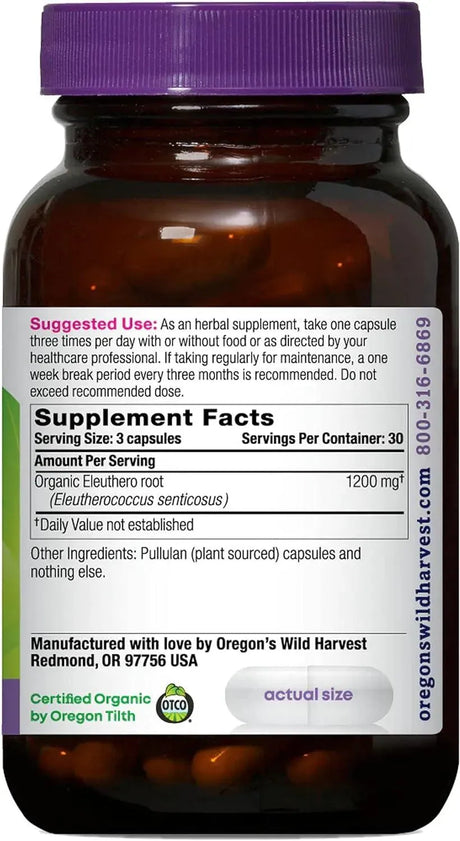 OREGON'S WILD HARVEST - Oregon's Wild Harvest Eleuthero Organic 90 Capsulas - The Red Vitamin MX - Suplementos Alimenticios - {{ shop.shopifyCountryName }}