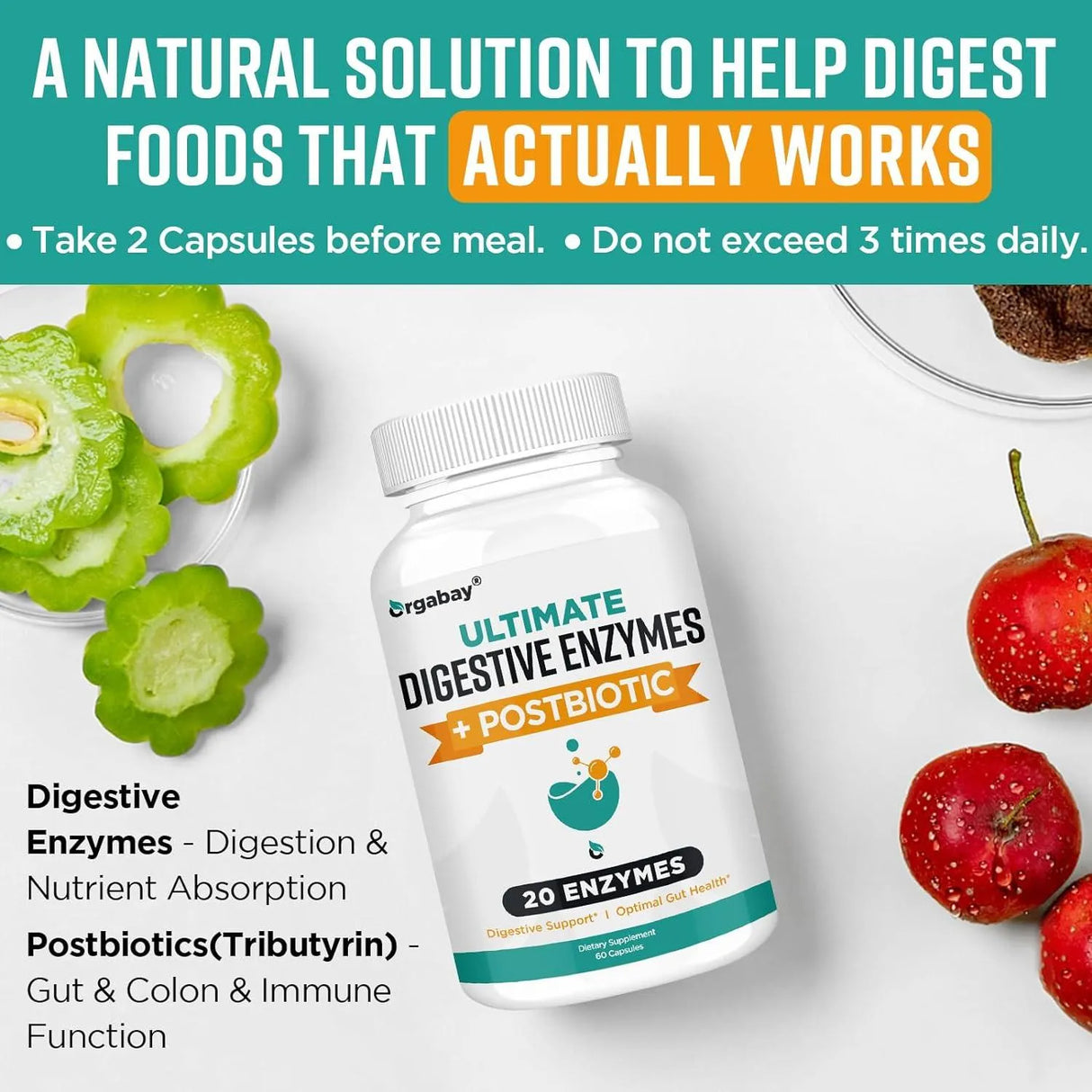 ORGABAY - Orgabay Digestive Enzymes 1000Mg. with Postbiotics 120 Capsulas - The Red Vitamin MX - Suplementos Alimenticios - {{ shop.shopifyCountryName }}