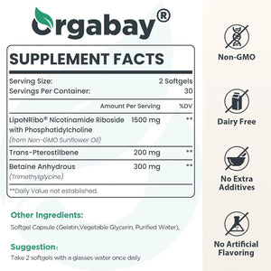 ORGABAY - Orgabay Liposomal Nicotinamide Riboside 2000Mg. 60 Capsulas Blandas 2 Pack - The Red Vitamin MX - Suplementos Alimenticios - {{ shop.shopifyCountryName }}