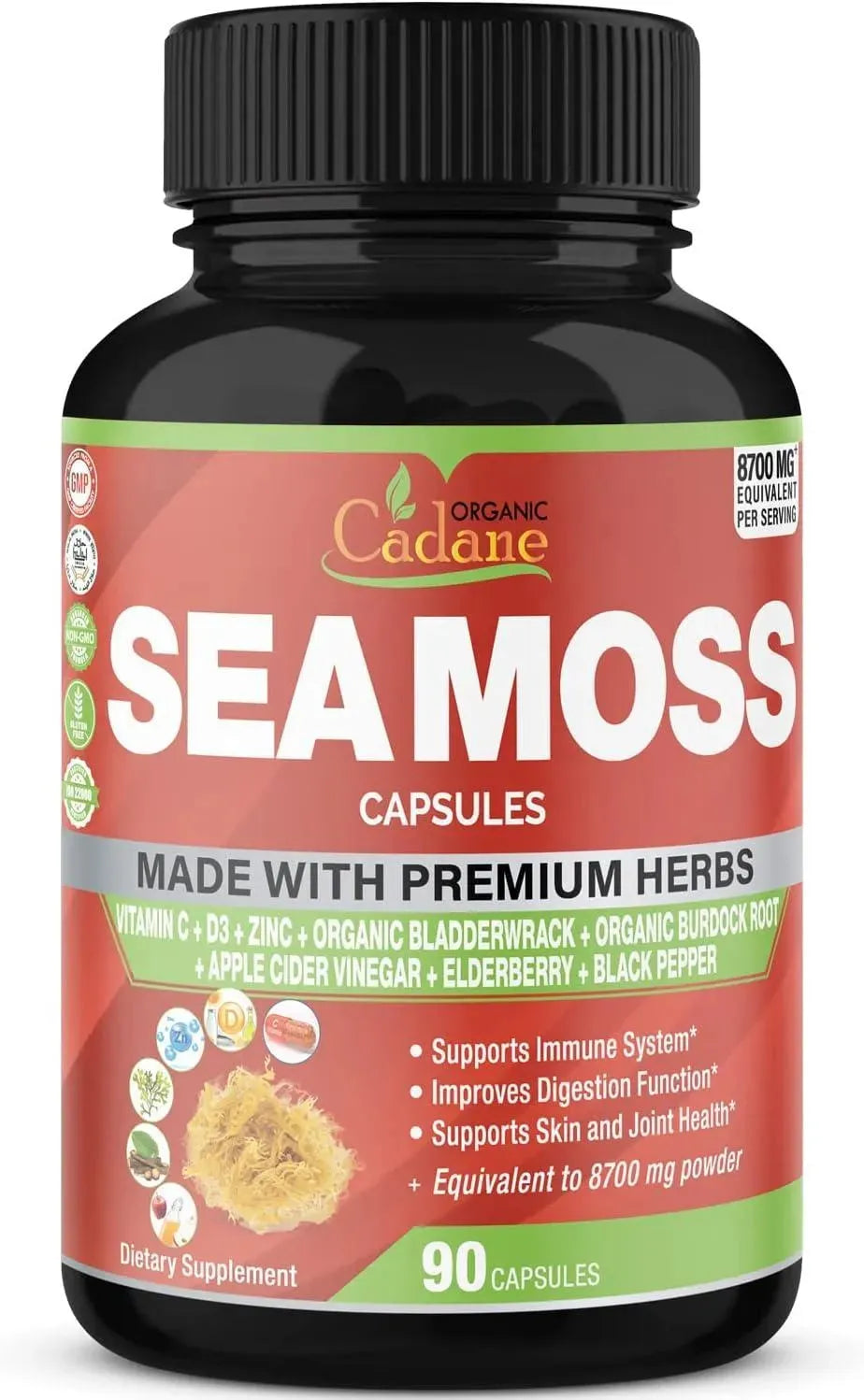 ORGANIC CADANE - Organic Cadane Irish Sea Moss Extract 90 Capsulas - The Red Vitamin MX - Suplementos Alimenticios - {{ shop.shopifyCountryName }}