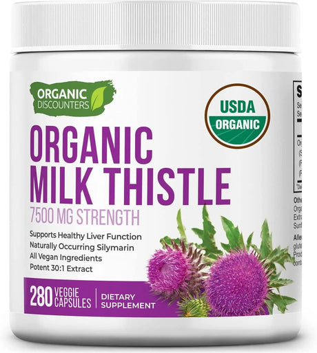 ORGANIC DISCOUNTERS - Organic Discounters Organic Milk Thistle Extract 7500Mg. 280 Capsulas - The Red Vitamin MX - Suplementos Alimenticios - {{ shop.shopifyCountryName }}