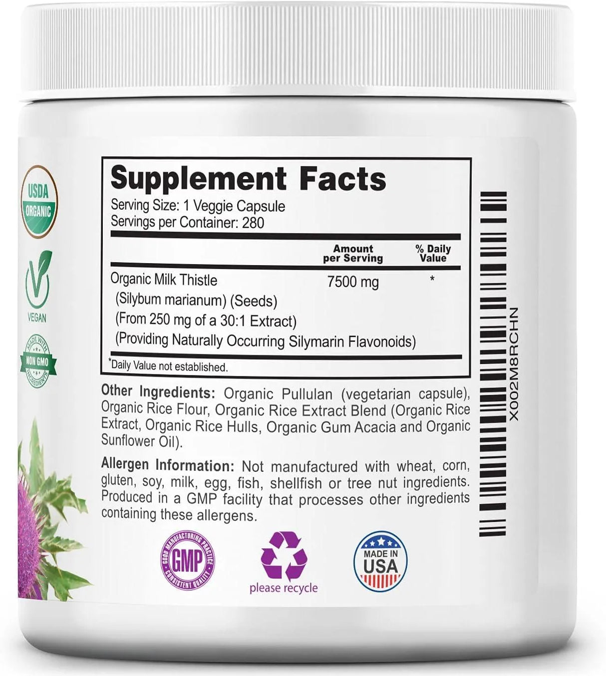 ORGANIC DISCOUNTERS - Organic Discounters Organic Milk Thistle Extract 7500Mg. 280 Capsulas - The Red Vitamin MX - Suplementos Alimenticios - {{ shop.shopifyCountryName }}