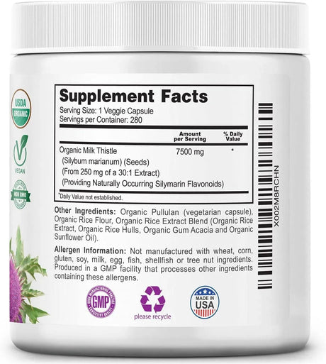 ORGANIC DISCOUNTERS - Organic Discounters Organic Milk Thistle Extract 7500Mg. 280 Capsulas - The Red Vitamin MX - Suplementos Alimenticios - {{ shop.shopifyCountryName }}