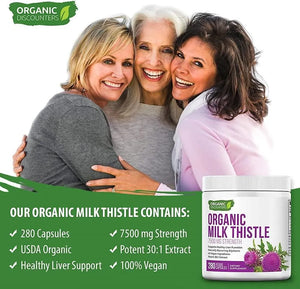 ORGANIC DISCOUNTERS - Organic Discounters Organic Milk Thistle Extract 7500Mg. 280 Capsulas - The Red Vitamin MX - Suplementos Alimenticios - {{ shop.shopifyCountryName }}