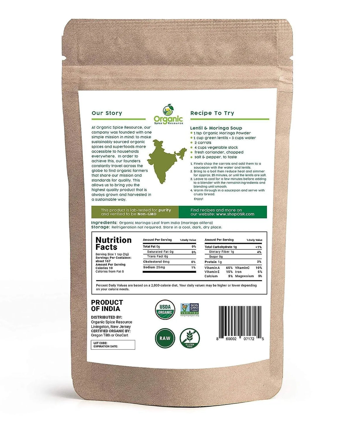 ORGANIC SPICE RESOURCE - Organic Spice Resource Moringa Powder 17.64 Oz. - The Red Vitamin MX - Suplementos Alimenticios - {{ shop.shopifyCountryName }}