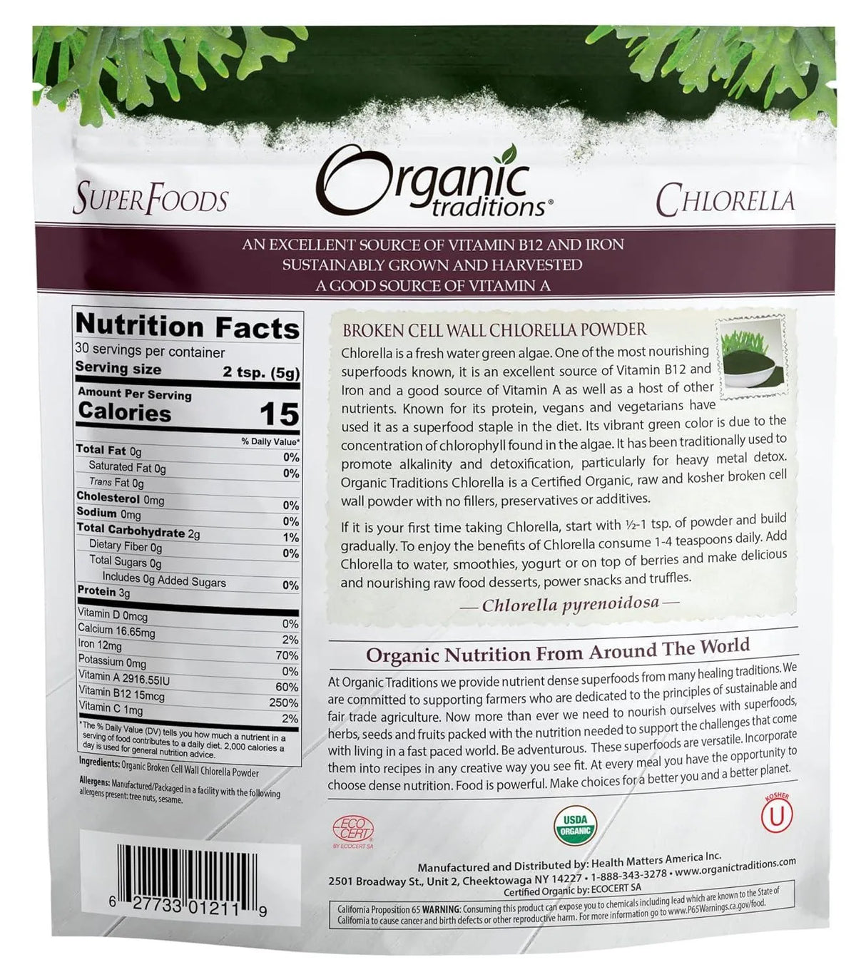 ORGANIC TRADITIONS - Organic Traditions Chlorella Powder 150Gr. - The Red Vitamin MX - Suplementos Alimenticios - {{ shop.shopifyCountryName }}