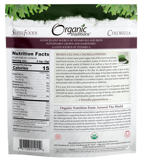 ORGANIC TRADITIONS - Organic Traditions Chlorella Powder 150Gr. - The Red Vitamin MX - Suplementos Alimenticios - {{ shop.shopifyCountryName }}