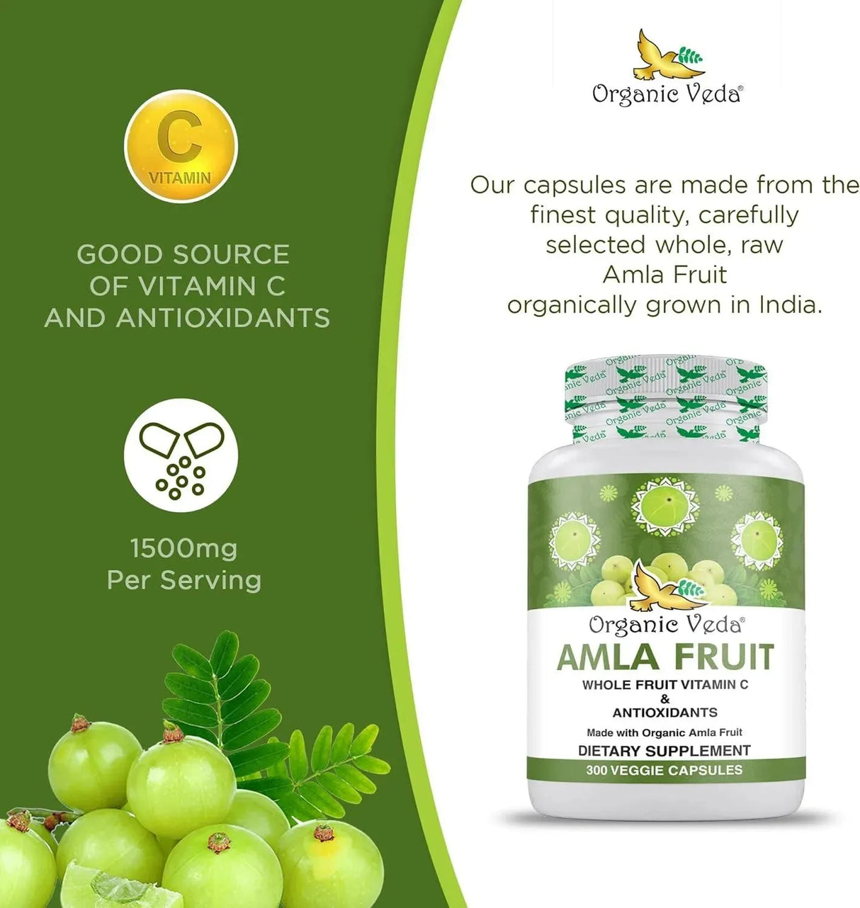 ORGANIC VEDA - Organic Veda Amla 1000Mg. 300 Capsulas - The Red Vitamin MX - Suplementos Alimenticios - {{ shop.shopifyCountryName }}