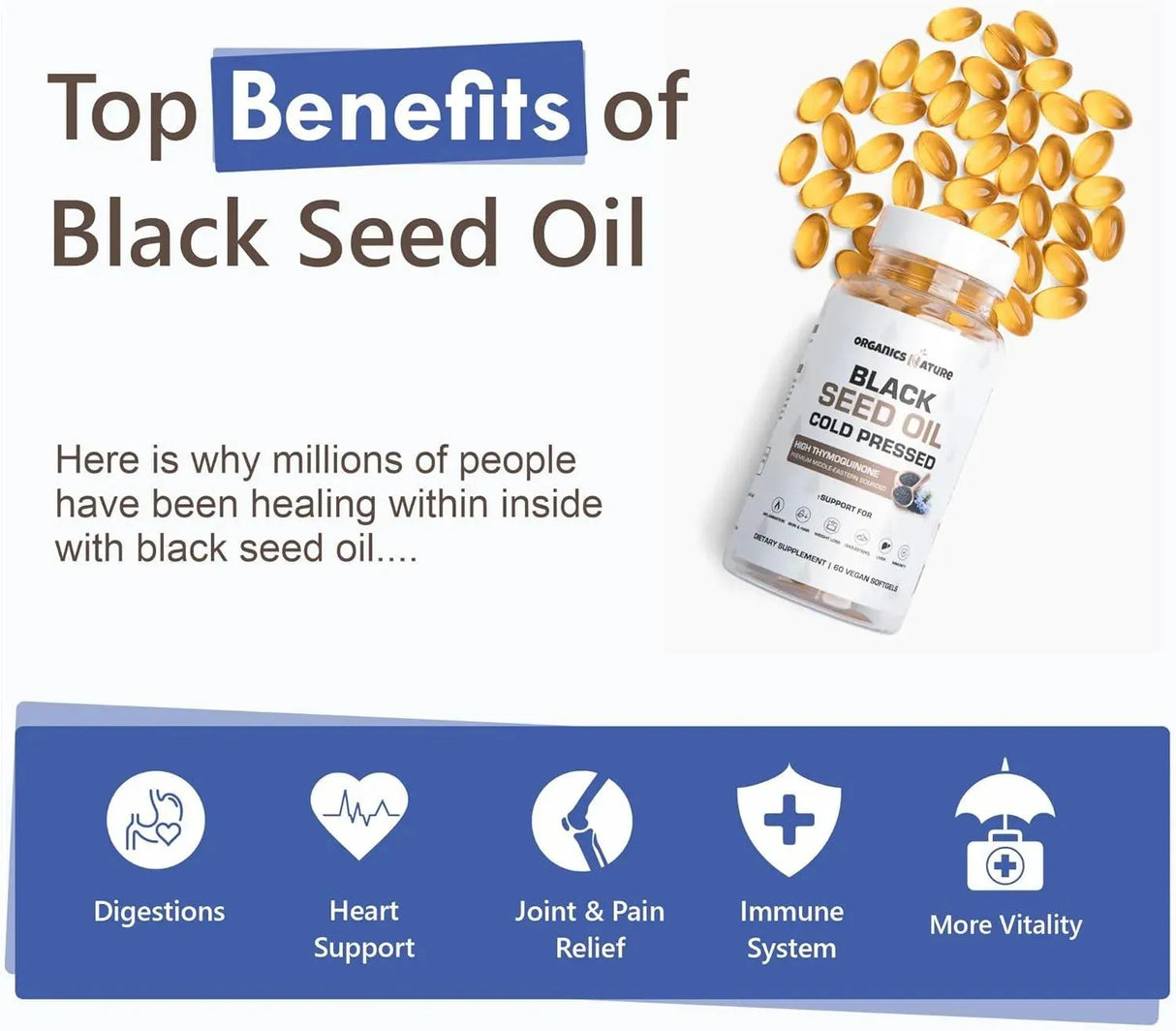 ORGANICS NATURE - ORGANICS NATURE Black Seed Oil 1000Mg. 60 Capsulas Blandas - The Red Vitamin MX - Suplementos Alimenticios - {{ shop.shopifyCountryName }}