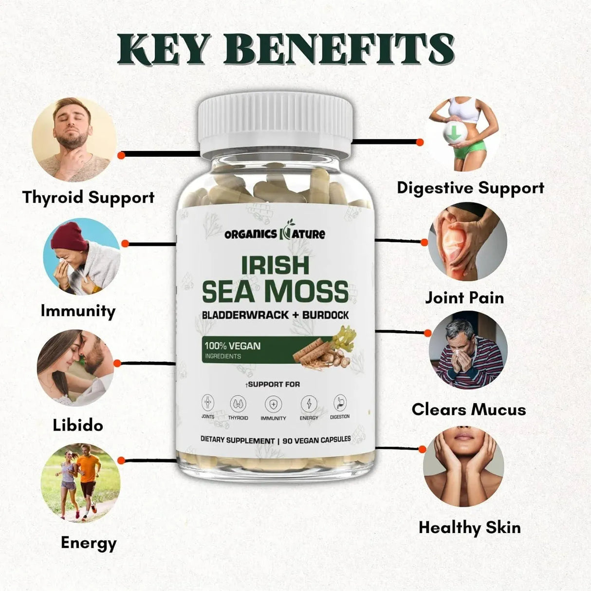 ORGANICS NATURE SUPPLEMENTS - Organics Nature Sea Moss 90 Capsulas - The Red Vitamin MX - Suplementos Alimenticios - {{ shop.shopifyCountryName }}