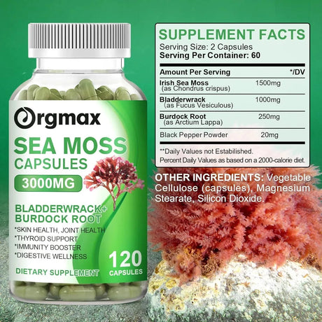 ORGMAX - Orgmax Organic Sea Moss 3000Mg. 120 Capsulas - The Red Vitamin MX - Suplementos Alimenticios - {{ shop.shopifyCountryName }}