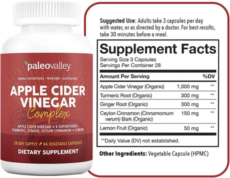 PALEOVALLEY - Paleovalley Apple Cider Vinegar Complex 84 Capsulas - The Red Vitamin MX - Suplementos Alimenticios - {{ shop.shopifyCountryName }}