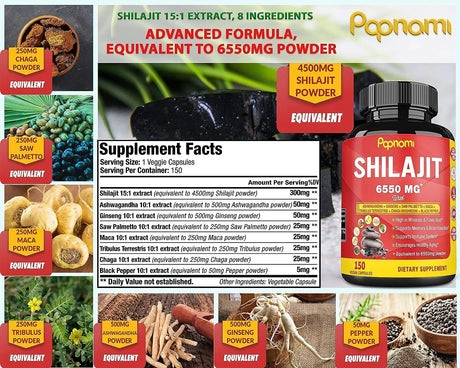 PAPNAMI - Papnami Shilajit Extract 6550Mg. 150 Capsulas - The Red Vitamin MX - Suplementos Alimenticios - {{ shop.shopifyCountryName }}