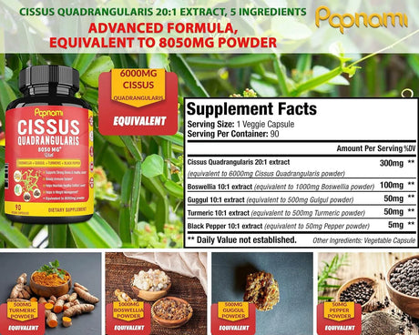 PAPNAMI - Papnami Super Cissus Quadrangularis Extract 8050Mg. 90 Capsulas - The Red Vitamin MX - Suplementos Alimenticios - {{ shop.shopifyCountryName }}