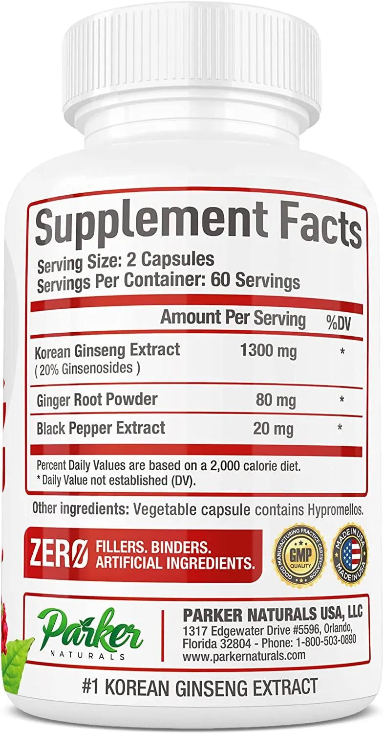 PARKER NATURALS - Parker Naturals Korean Red Panax Ginseng Extract 1300Mg. 120 Capsulas - The Red Vitamin MX - Suplementos Alimenticios - {{ shop.shopifyCountryName }}