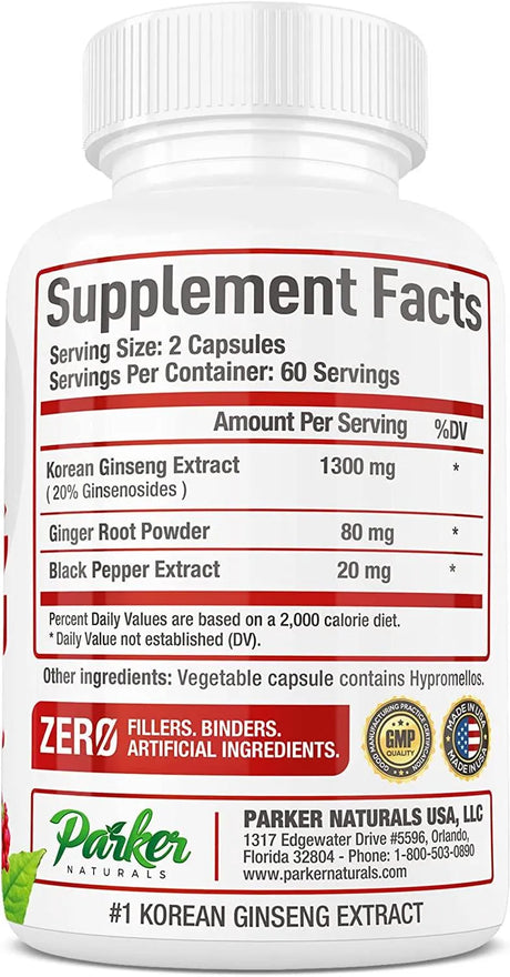 PARKER NATURALS - Parker Naturals Korean Red Panax Ginseng Extract 1300Mg. 120 Capsulas - The Red Vitamin MX - Suplementos Alimenticios - {{ shop.shopifyCountryName }}