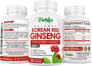 PARKER NATURALS - Parker Naturals Korean Red Panax Ginseng Extract 1300Mg. 120 Capsulas - The Red Vitamin MX - Suplementos Alimenticios - {{ shop.shopifyCountryName }}