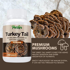 PARKER NATURALS - Parker Naturals Premium Organic Turkey Tail Mushroom 240 Capsulas - The Red Vitamin MX - Suplementos Alimenticios - {{ shop.shopifyCountryName }}