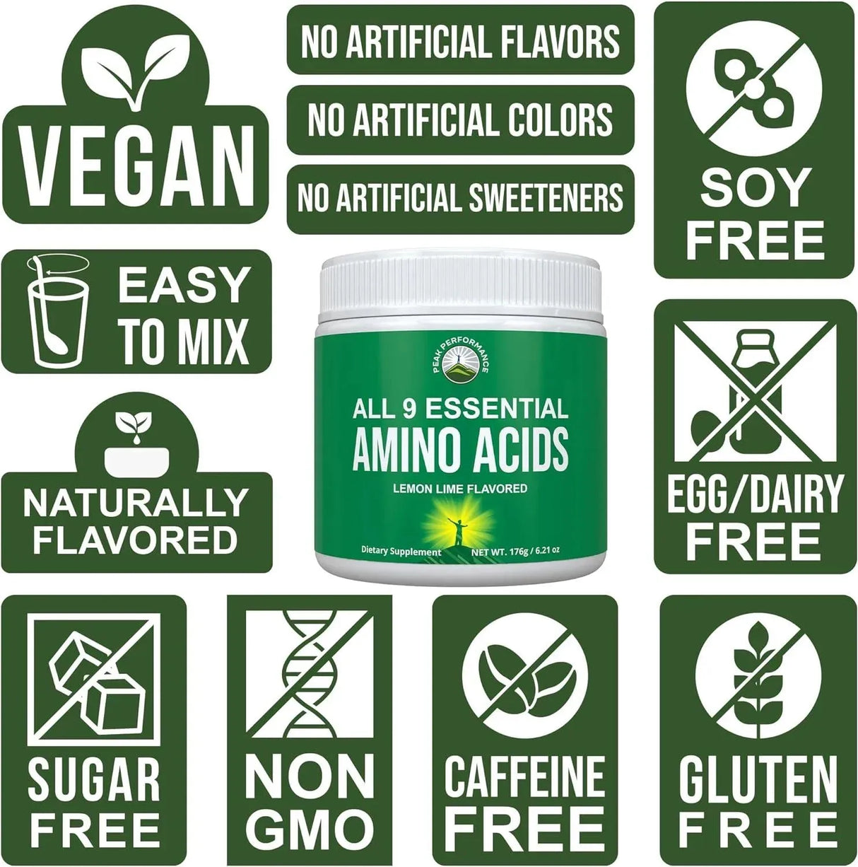 PEAK PERFORMANCE - Peak Performance All 9 Essential Amino Acids Powder Lemon Lime 176Gr. - The Red Vitamin MX - Suplementos Alimenticios - {{ shop.shopifyCountryName }}