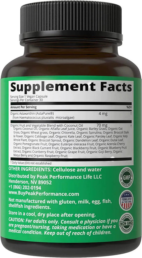 PEAK PERFORMANCE - Peak Performance Astaxanthin 12Mg. 30 Capsulas - The Red Vitamin MX - Suplementos Alimenticios - {{ shop.shopifyCountryName }}