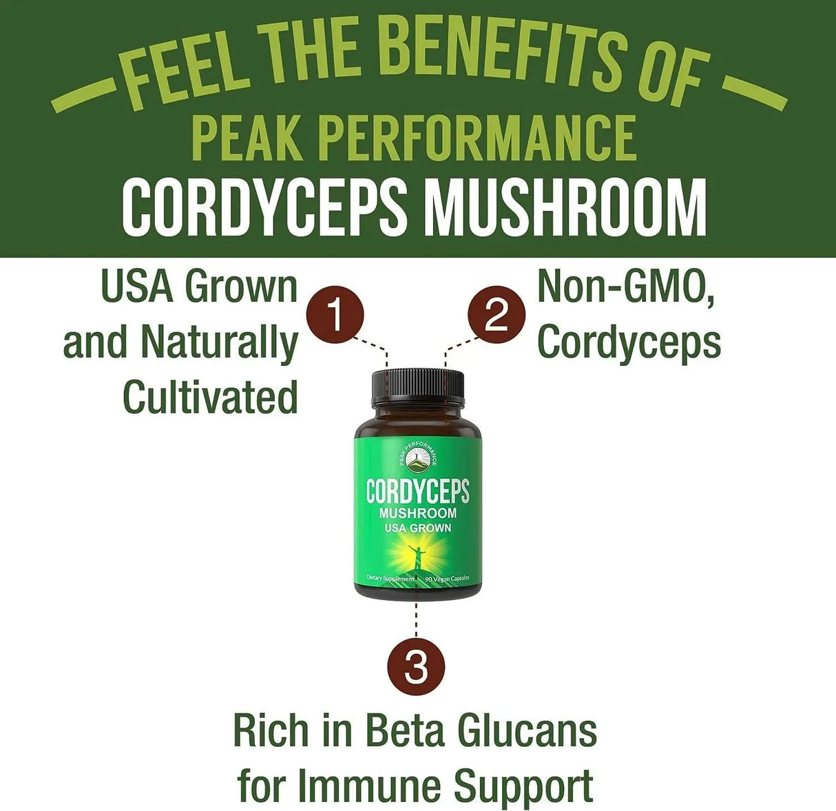 PEAK PERFORMANCE - Peak Performance Cordyceps Mushroom 90 Capsulas - The Red Vitamin MX - Suplementos Alimenticios - {{ shop.shopifyCountryName }}