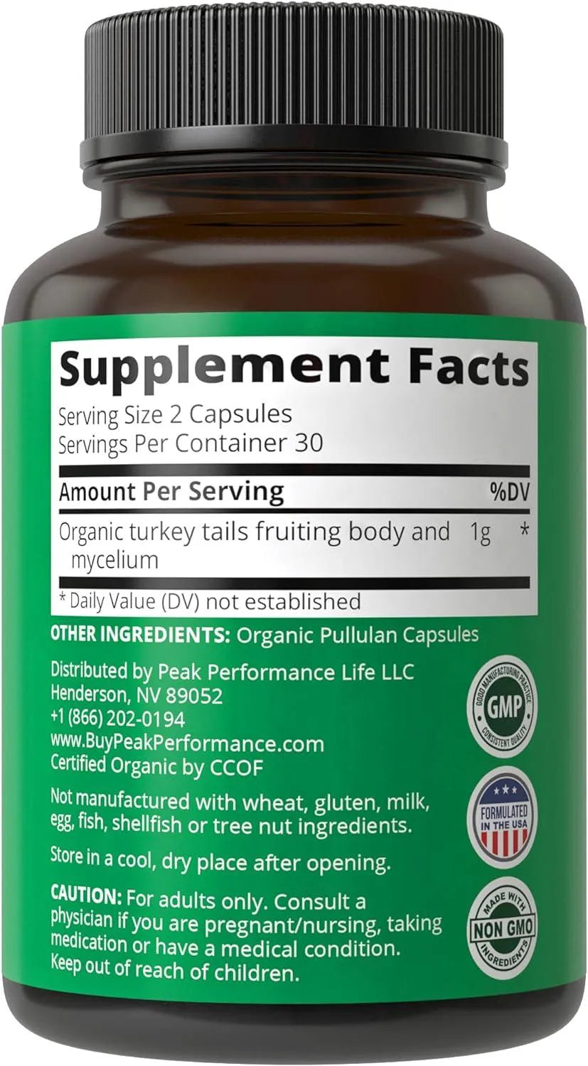 PEAK PERFORMANCE - Peak Performance Organic Turkey Tail 60 Capsulas - The Red Vitamin MX - Suplementos Alimenticios - {{ shop.shopifyCountryName }}