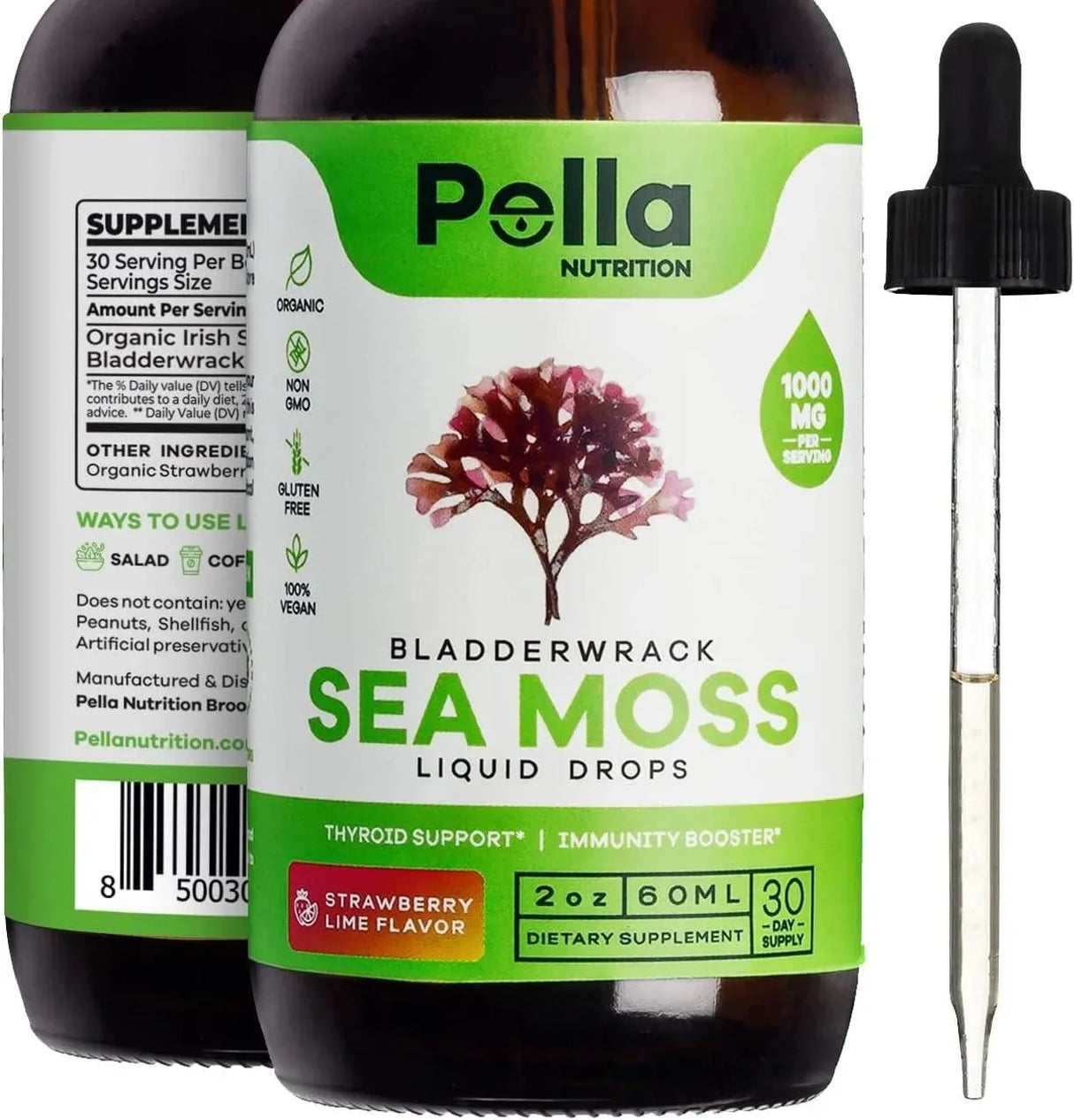 PELLA NUTRITION - Pella Nutrition Sea Moss Organic Liquid Drops 1000Mg. 60Ml. - The Red Vitamin MX - Suplementos Alimenticios - {{ shop.shopifyCountryName }}