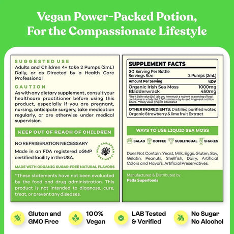 PELLA NUTRITION - Pella Nutrition Sea Moss Organic Liquid Drops 1000Mg. 60Ml. - The Red Vitamin MX - Suplementos Alimenticios - {{ shop.shopifyCountryName }}