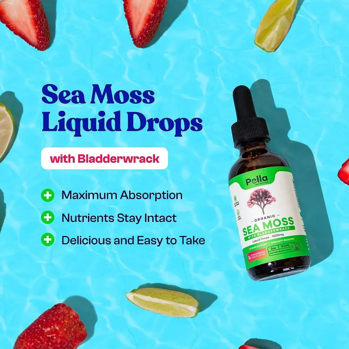 PELLA NUTRITION - Pella Nutrition Sea Moss Organic Liquid Drops 1000Mg. 60Ml. - The Red Vitamin MX - Suplementos Alimenticios - {{ shop.shopifyCountryName }}