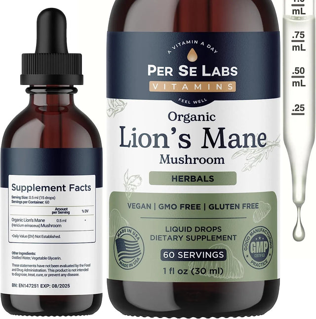 PER SE LABS - Per Se Labs Lion's Mane Mushroom Supplement Liquid Drops 30Ml. - The Red Vitamin MX - Suplementos Alimenticios - {{ shop.shopifyCountryName }}