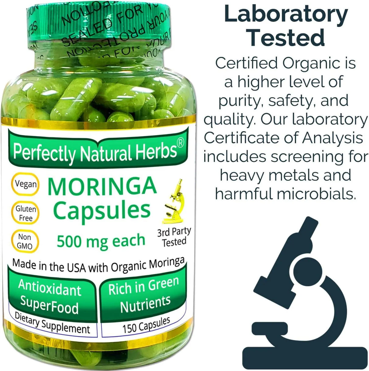 PERFECTLY NATURAL HERBS - Perfectly Natural Herbs Moringa 150 Capsulas - The Red Vitamin MX - Suplementos Alimenticios - {{ shop.shopifyCountryName }}