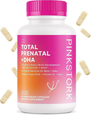 PINK STORK - Pink Stork Total Prenatal Vitamins with DHA, Choline, Folate, Iron, and Vitamin B12 60 Capsulas - The Red Vitamin MX - Suplementos Alimenticios - {{ shop.shopifyCountryName }}