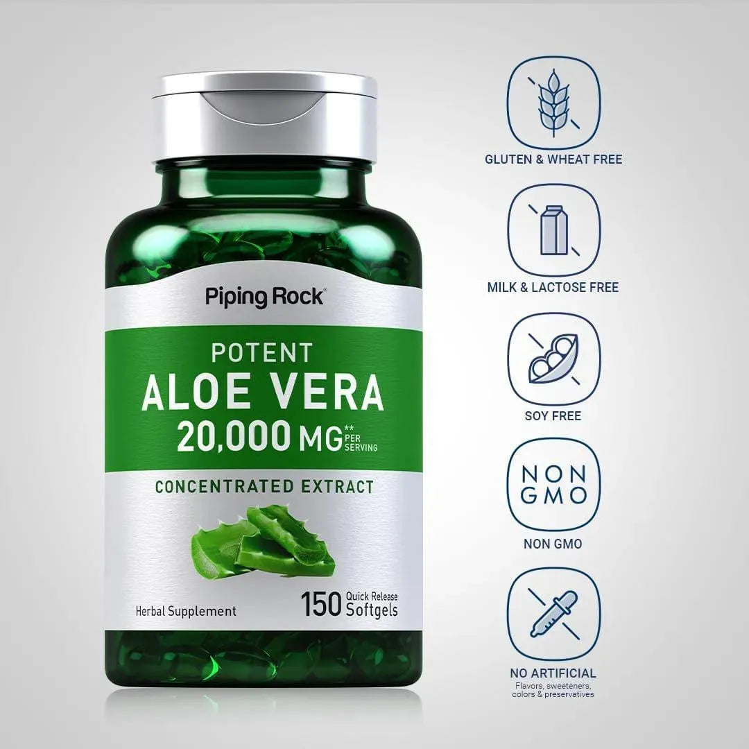 PIPING ROCK - Piping Rock Aloe Vera 20,000Mg. 150 Capsulas Blandas - The Red Vitamin MX - Suplementos Alimenticios - {{ shop.shopifyCountryName }}