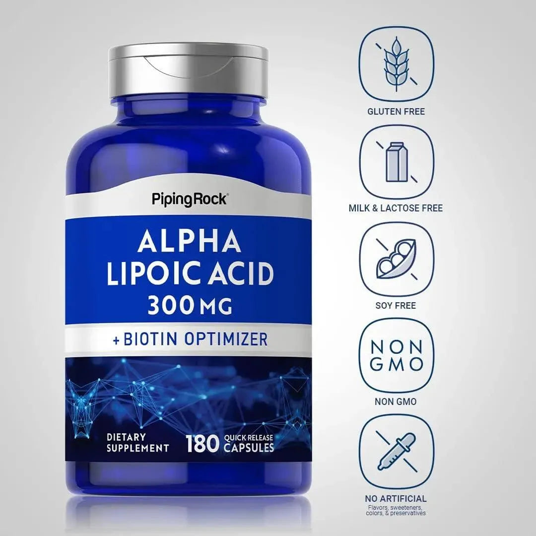 PIPING ROCK - Piping Rock Alpha Lipoic Acid 300Mg. 180 Capsulas - The Red Vitamin MX - Suplementos Alimenticios - {{ shop.shopifyCountryName }}